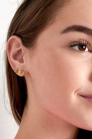 Bijoutheek Oorknoppen Waaier Natuur Steen