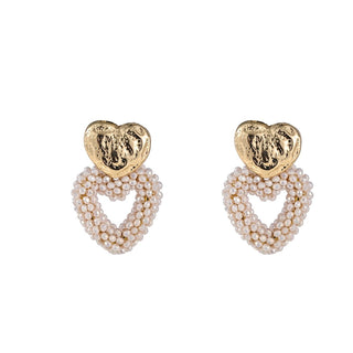Kopen wit Go Dutch Label Oorknoppen double heart beads