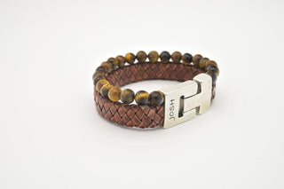 JOSH Silver colored/brown bracelet 24966-BRA-BLACK (LENGTH: 21.5-23.5CM)