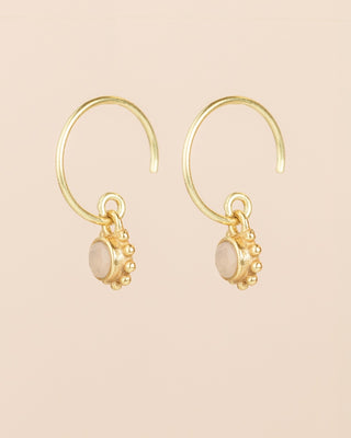 Muja Juma Oorknoppen Firefly peach moonstone round