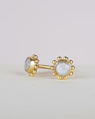 Muja Juma Oorknoppen Firefly white moonstone round