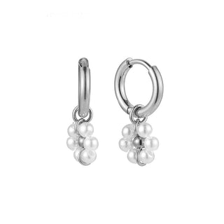 Kopen zilver Bijoutheek Oorhangers Rondje Parels