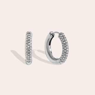 Kopen zilver Bijoutheek Oorringen Ronde Hoop Zirkonia