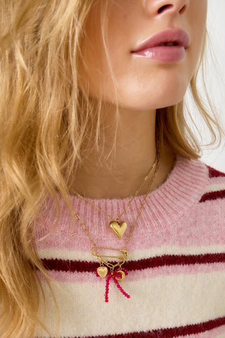 Bijoutheek Collier Bol Hart Mat Geborsteld