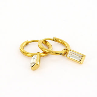 Kopen wit Kalli oorhangers ovaal goud zirkonia (13MM)