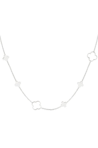 Koop silver Bijoutheek Collier Klavers open closed