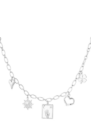 Kopen zilver Bijoutheek Collier Bedels Magic Hand Wit