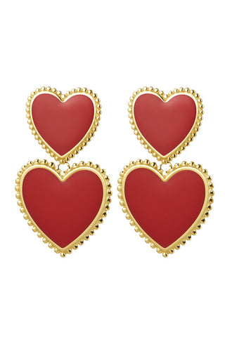 Bijoutheek Ear Studs 2 Hearts Enamel