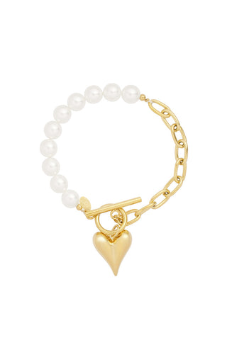 Bijoutheek Armband (Sieraad) Grove Schakel Hart & Parels