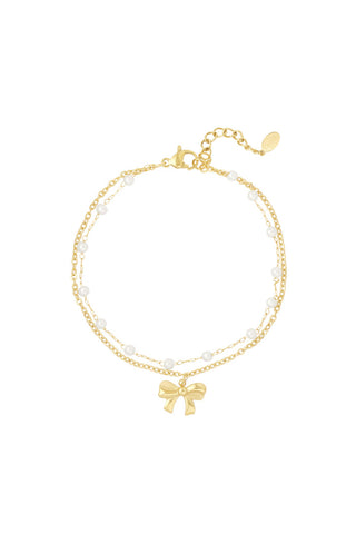 Bijoutheek Armband (Sieraad) Dubbel Parels Strikje