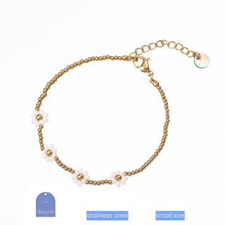 Go Dutch Label Armband (Sieraad) Kinderen - Smalle Pols - Bloemen Kraaltjes Goud