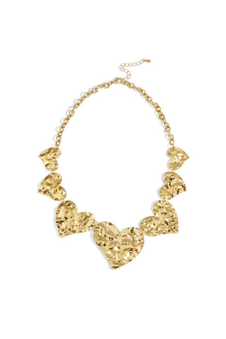 Bijoutheek Collier Statement Harten Gehamerd