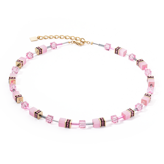 Coeur de Lion GeoCUBE® Iconic Mono Gold necklace pink
