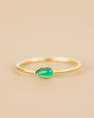 Muja Juma Ring (sieraad) Baeus size 56 green agate 3x5mm drop
