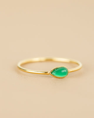 Muja Juma Ring (sieraad) Baeus size 56 green agate 3x5mm drop