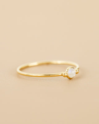 Muja Juma Ring (sieraad) Cricket size 52 white moonstone 4mm round