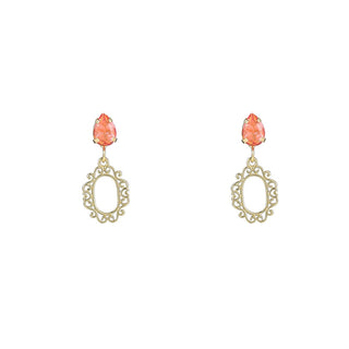 Kopen coral Go Dutch Label Oorknoppen small stone dangle