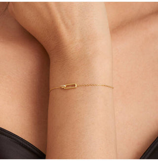 ANIA HAIE 925 Sterling Silver Tidal Abalone Crescent Link Bracelet (LENGTH: 16 -18.5CM)