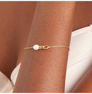 ANIA HAIE 925 Sterling Silver Tidal Abalone Crescent Link Bracelet (LENGTH: 16 -18.5CM)