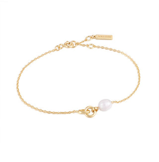 ANIA HAIE 925 Sterling Silver Tidal Abalone Crescent Link Bracelet (LENGTH: 16 -18.5CM)