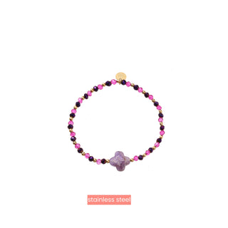 Kopen fuchsia Day&Eve by Go Dutch Label Armband (Sieraad) Elastisch Klaver Kralen
