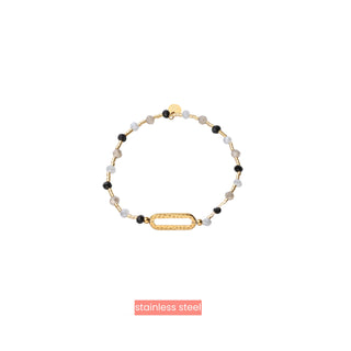 Day&Eve by Go Dutch Label Armband (Sieraad) Elastisch Ovaal Gehamerd Kralen