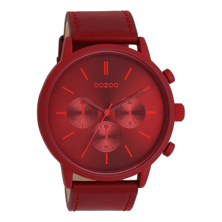 Kaufen rot Oozoo Damenuhr mit Lederarmband (50 mm)