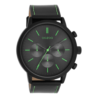 Kaufen schwarz Oozoo Damenuhr mit Lederarmband (50 mm)