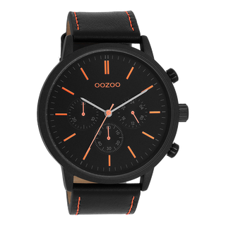 Kopen oranje Oozoo dames Horloge met leren band (50mm)