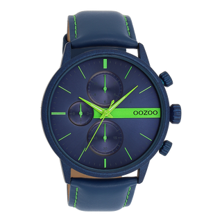 Kaufen blau Oozoo Uhr mit Lederarmband (45 mm)