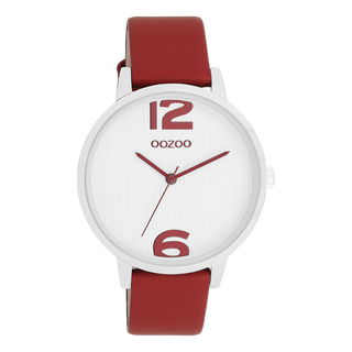 Kopen rood Oozoo dames Horloge met leren band (38mm)