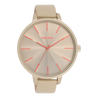 Kopen taupe Oozoo dames Horloge met leren band (48mm)