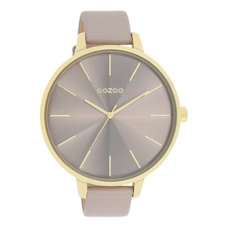 Kopen taupe Oozoo dames Horloge met leren band (48mm)