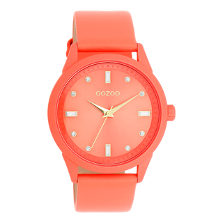 Kopen roze Oozoo dames Horloge met leren band (40mm)