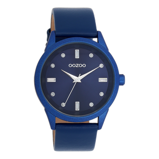 Kopen blauw Oozoo dames Horloge met leren band (40mm)