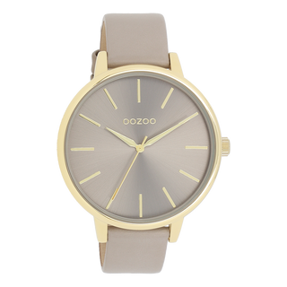 Kopen taupe Oozoo dames Horloge met leren band (42mm)