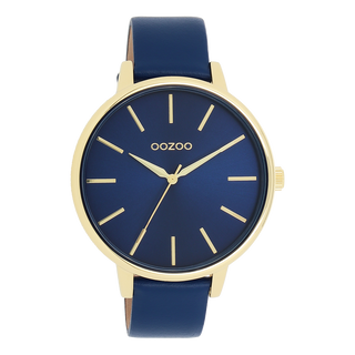 Kopen donker-blauw Oozoo dames Horloge met leren band (42mm)