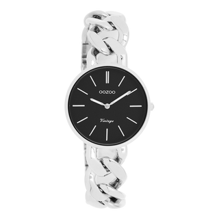 Kopen zilver-zwart OOZOO dames horloge met grove schakelarmband (32mm)