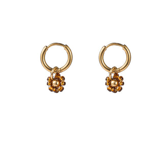 Kopen bruin Go Dutch Label Oorhangers bloem