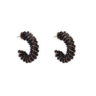 Kopen zwart Go Dutch Label Oorknoppen twisted beads hoop