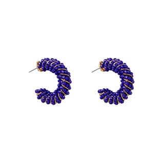 Kopen blauw Go Dutch Label Oorknoppen twisted beads hoop