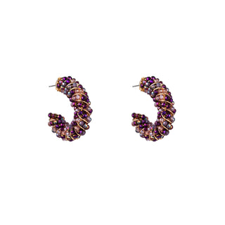 Kopen lila Go Dutch Label Oorknoppen twisted beads hoop