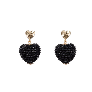 Kopen zwart Go Dutch Label Oorknoppen full on beads hartje