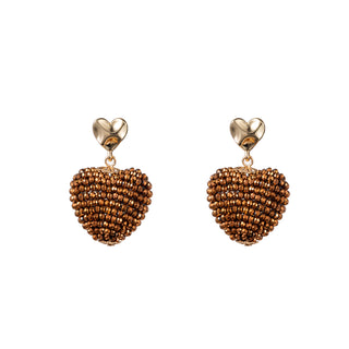 Kopen donker-bruin Go Dutch Label Oorknoppen full on beads hartje