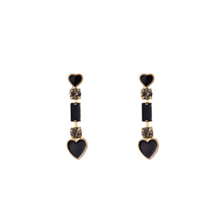 Kopen zwart Go Dutch Label Oorknoppen heart drop stone