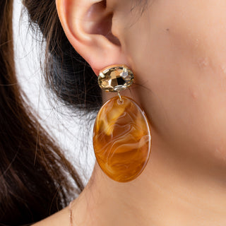 Go Dutch Label Oorknoppen steentje resin ovaal