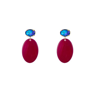 Kopen fuchsia Go Dutch Label Oorknoppen steentje resin ovaal