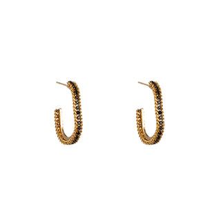 Kopen zwart Go Dutch Label Oorknoppen roped sparkle oval