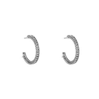 Kopen zilver Go Dutch Label Oorringen roped sparkle rondje