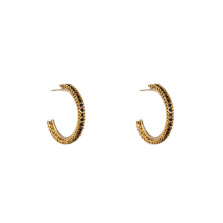 Kopen zwart Go Dutch Label Oorringen roped sparkle rondje